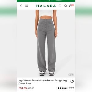 Brand New! Halara High Waisted Button Straight Leg Casual Pants size Small